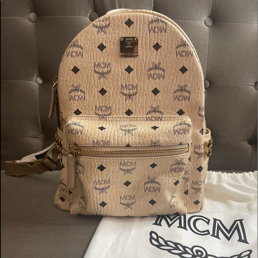Authentic MCM Stark Side Studs Backpack in Visetos